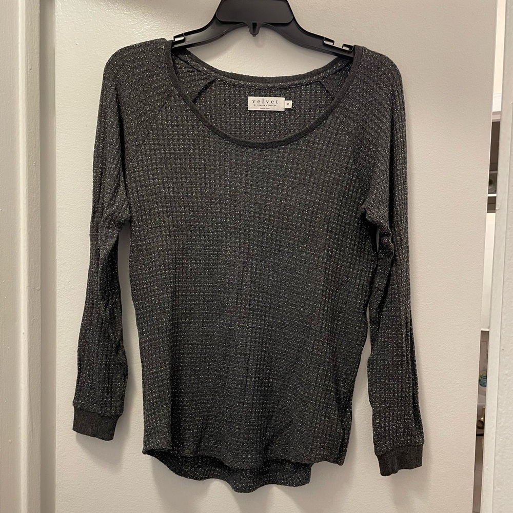 Velvet Scoop Neck Shirt - a hint of sparkle